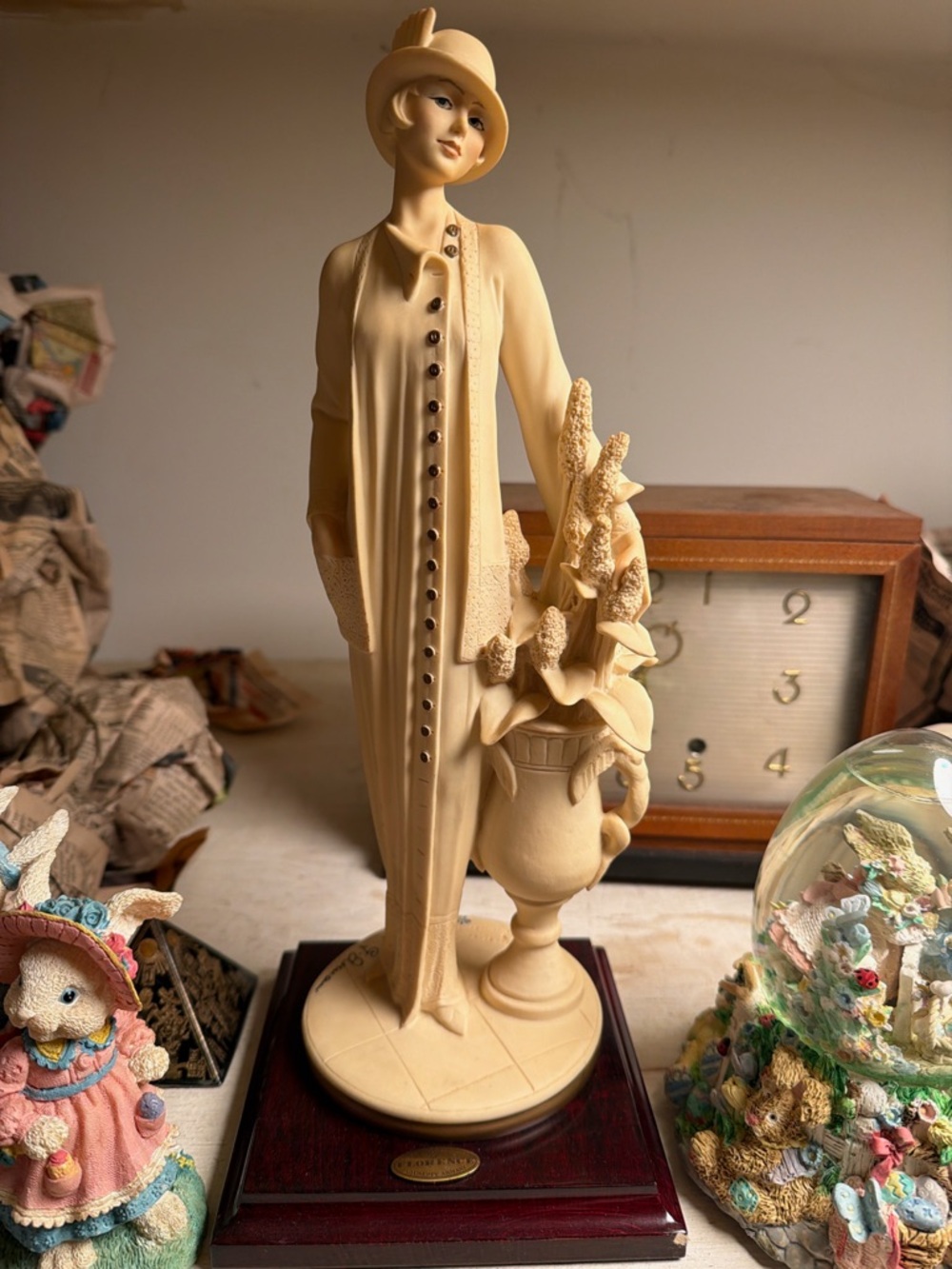 Elegant Cream Lady Figurine Sculpture for Refined Home Decor